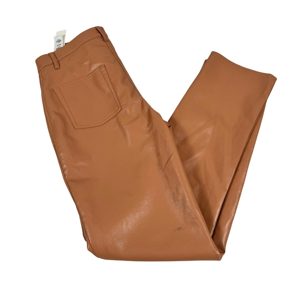 Wilfred Melina High Rise Straight Leg Vegan Leather Pants Soft Terracotta 4 NWT